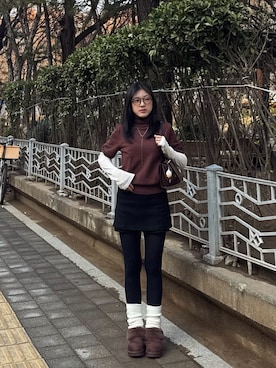 「アイテム（レギンス/スパッツ）」を使った、TYさん（レディース・159cm）の冬コーディネート