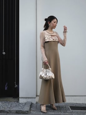 「darial（ダリアル）のアイテム（ドレス）」を使った、darialさん（レディース・155cm）の春コーディネート