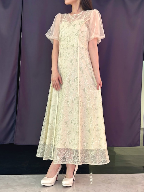 darial】puff sleeve lace dress パフスリーブ レースドレス