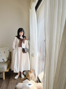 「NET（ネット）のアイテム（ノーカラージャケット）」を使った、Hua. さん（レディース・160cm）の春コーディネート