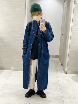 「デニムシャツ」｜「アイテム（シャツワンピース）」を使った、まいこはーんさん（レディース・159cm）の春コーディネート