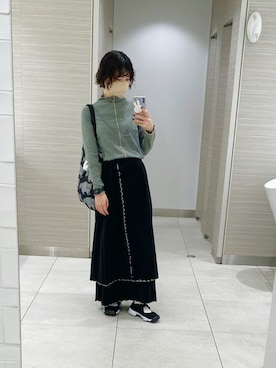 「タートルネック」｜「アイテム（スカート）」を使った、まいこはーんさん（レディース・159cm）の秋コーディネート