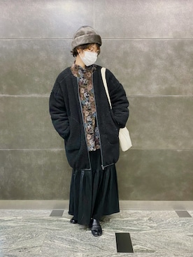 「チャイナシャツ」｜「アイテム（その他アウター）」を使った、まいこはーんさん（レディース・159cm）の冬コーディネート