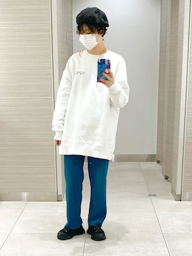 「Bleu Bleuet（ブルーブルーエ）のアイテム（ハンチング/ベレー帽）」を使った、まいこはーんさん（レディース・159cm）の冬コーディネート