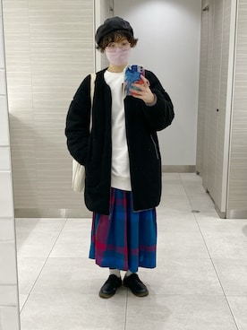「Bleu Bleuet（ブルーブルーエ）のアイテム（ハンチング/ベレー帽）」を使った、まいこはーんさん（レディース・159cm）の冬コーディネート