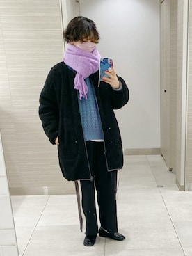 「古着好きな人と繋がりたい」｜「アイテム（その他アウター）」を使った、まいこはーんさん（レディース・159cm）の冬コーディネート