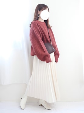 「GRL（グレイル）のプリーツスカート（スカート）」を使った、nae＊°さん（レディース・154cm）の秋コーディネート