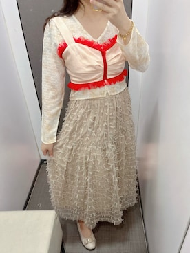 「アイテム（キャミソール、レッド系）」を使った、andidilianさん（レディース・157cm）の夏コーディネート