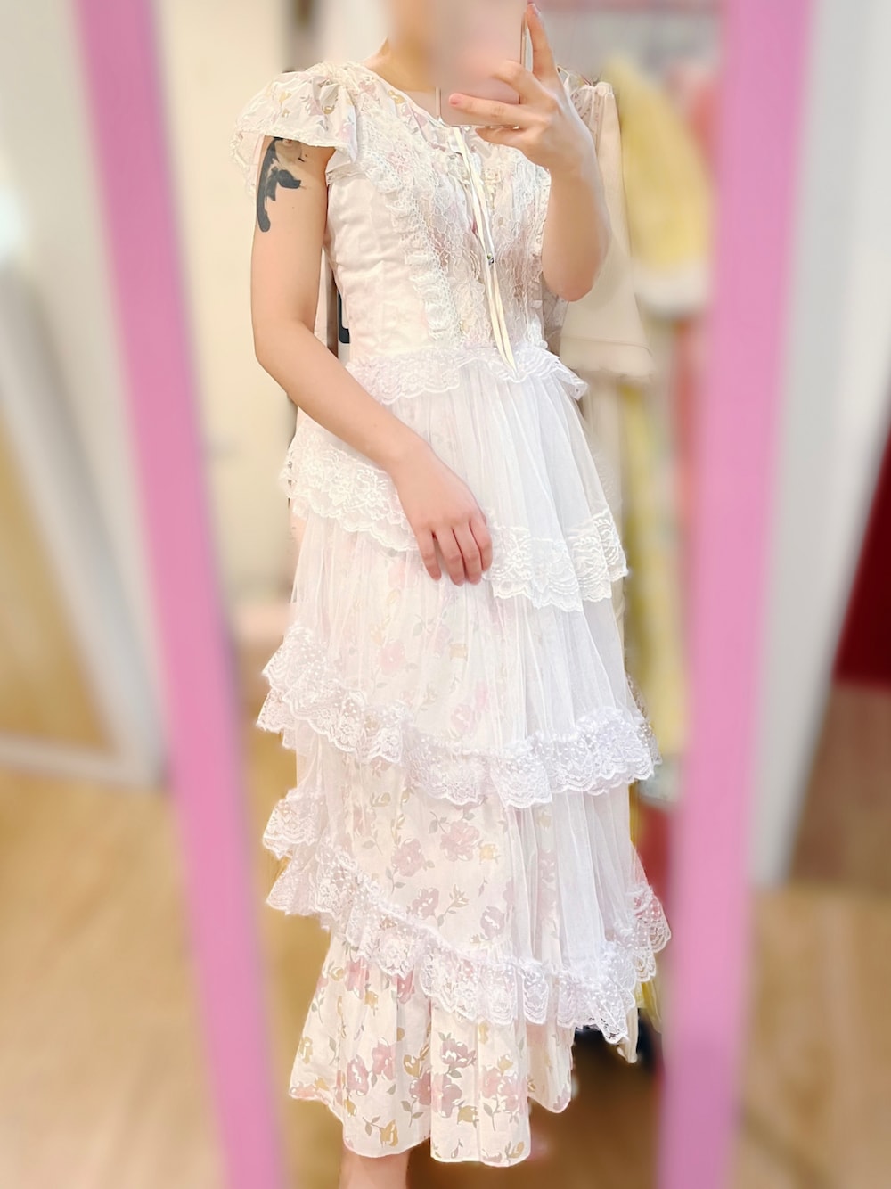 「vintage、lingerie、古着、ランジェリー、パステルカラー」｜「VINTAGEのアイテム（ワンピース/ドレス、ホワイト系）」を使った、andidilianさん（レディース・157cm）の夏コーディネートの1枚目の写真