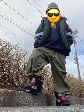 「Supreme （シュプリーム）のアイテム（ナイロンジャケット）」を使った、Shoさん（メンズ・168cm）の冬コーディネート
