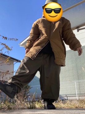 「アイテム（ミリタリージャケット、ゴールド系）」を使った、Shoさん（メンズ・168cm）の冬コーディネート