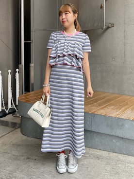 「HELLO.SANFRANCISCO（ハローサンフランシスコ）のアイテム」を使った、momoさん（レディース・160cm）の夏コーディネート