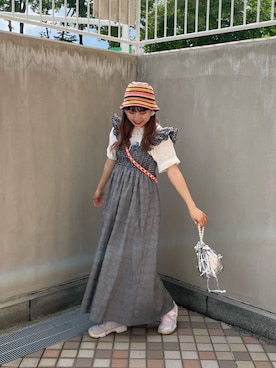 「HELLO.SANFRANCISCO（ハローサンフランシスコ）のアイテム（バッグ）」を使った、momoさん（レディース・160cm）の夏コーディネート