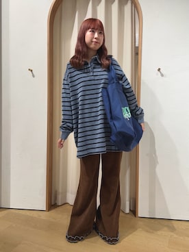 「ベロア」｜「アイテム（スウェットパンツ）」を使った、momoさん（レディース・160cm）の秋コーディネート