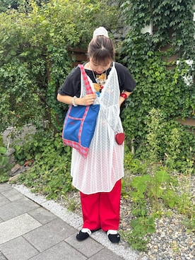 「アイテム（バッグ、ブルー系）」を使った、momoさん（レディース・160cm）の夏コーディネート