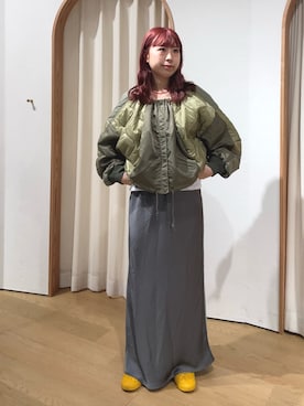 「トレンド秋素材コーデ」｜「アイテム（ジャケット/アウター）」を使った、momoさん（レディース・160cm）の秋コーディネート