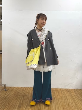 「アイテム（スウェットパンツ、グリーン系）」を使った、momoさん（レディース・160cm）の夏コーディネート