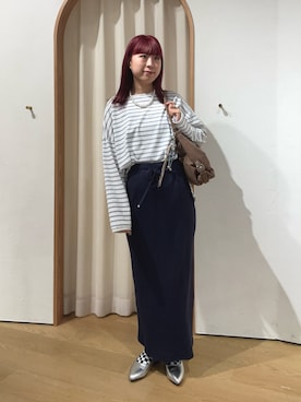 「CIAOPANIC TYPY（チャオパニックティピー）の【S～XL展開】アソート素材フラットミュール（パンプス）」を使った、momoさん（レディース・160cm）の秋コーディネート