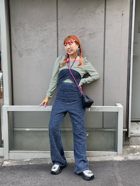 「HELLO.SANFRANCISCO（ハローサンフランシスコ）のアイテム（オールインワン・サロペット）」を使った、momoさん（レディース・160cm）の夏コーディネート