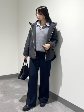 「ROPE' PICNIC（ロペピクニック）のジャージーメルトンシリーズ ジップアップフーデッドコート/無地・チェック/リンクコーデ（ブルゾン）」を使った、bnbn419さん（レディース・164cm）の秋コーディネート