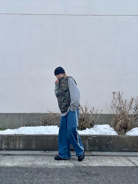 「KANGOL（カンゴール）のアイテム（ニットキャップ/ビーニー）」を使った、鈴木奏翔さん（メンズ・168cm）の冬コーディネート