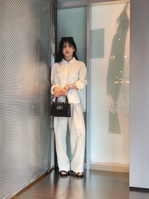 ブラウス シャツ 「A|X アルマーニ エクスチェンジ」「オンライン限定」クロップド 長袖シャツ レディース ARMANI EXCHANGE ブラウス シャツ 「A|X アルマーニ