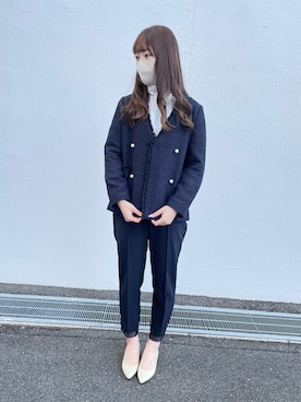 「NOLLEY'S」｜「アイテム（ノーカラージャケット）」を使った、ayanさん（レディース・160cm）の冬コーディネート