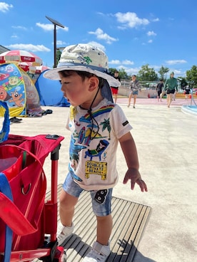 「DOUBLE_B（ダブルビー）のアイテム」を使った、さなさん（キッズ・80cm）の夏コーディネート