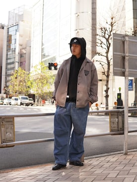「schott（ショット）のアイテム（ナイロンジャケット）」を使った、riku kimuraさん（メンズ・176cm）の冬コーディネート
