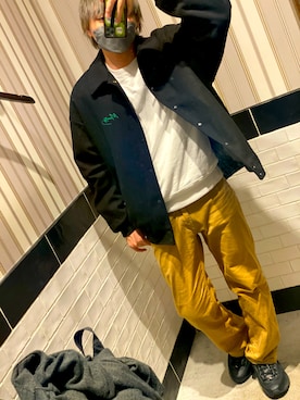 「RAGEBLUE（レイジブルー）のアイテム（スタジャン）」を使った、てへんさん（メンズ・168cm）の秋コーディネート