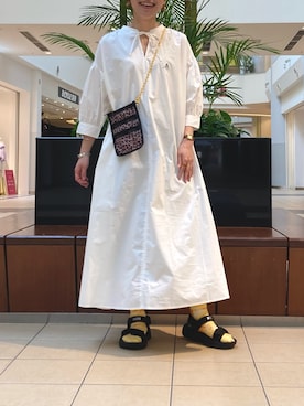 「GEVACO」｜「アイテム（シャツワンピース）」を使った、ishiさん（レディース・154cm）の春コーディネート