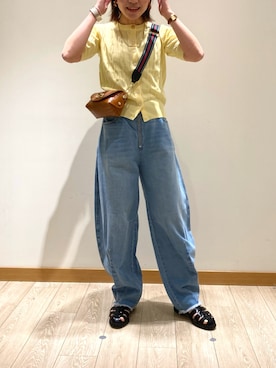 「ケーブルニット」｜「アイテム（サンダル）」を使った、ishiさん（レディース・154cm）の春コーディネート