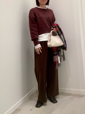 「アイテム（ストール/ショール）」を使った、ishiさん（レディース・154cm）の冬コーディネート