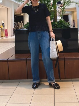 「アイテム（トートバッグ、シルバー系）」を使った、ishiさん（レディース・154cm）の春コーディネート