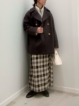 「アイテム（ピーコート）」を使った、ishiさん（レディース・154cm）の冬コーディネート