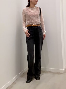 「fredy emue（フレディエミュ）のシアーレースロンT（Tシャツ/カットソー、ホワイト系）」を使った、ishiさん（レディース・154cm）の春コーディネート