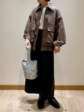 「fredy emue（フレディエミュ）のアイテム（ブルゾン）」を使った、ishiさん（レディース・154cm）の秋コーディネート