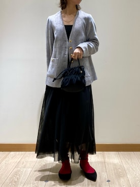 「fredy emue（フレディエミュ）のアイテム（ノーカラージャケット）」を使った、ishiさん（レディース・154cm）の冬コーディネート