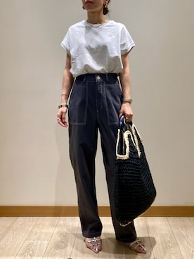 「ペインターパンツ」｜「アイテム（サンダル）」を使った、ishiさん（レディース・154cm）の夏コーディネート