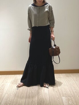 「fredy emue（フレディエミュ）のヌードストラップフラットサンダル（サンダル）」を使った、ishiさん（レディース・154cm）の夏コーディネート