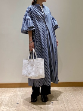 「GEVACO」｜「アイテム（シャツワンピース）」を使った、ishiさん（レディース・154cm）の春コーディネート