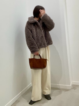 「アイテム（ムートンコート）」を使った、ishiさん（レディース・154cm）の冬コーディネート