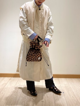 「アイテム（ステンカラーコート）」を使った、ishiさん（レディース・154cm）の冬コーディネート
