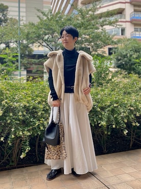 「アイテム（エコバッグ/サブバッグ）」を使った、Fujihiraさん（レディース・160cm）の秋コーディネート