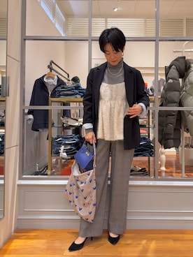 「アイテム（エコバッグ/サブバッグ）」を使った、Fujihiraさん（レディース・160cm）の冬コーディネート