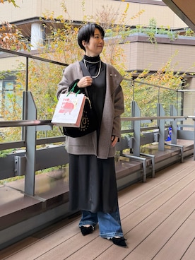 「アイテム（その他アウター、グレー系）」を使った、Fujihiraさん（レディース・160cm）の冬コーディネート