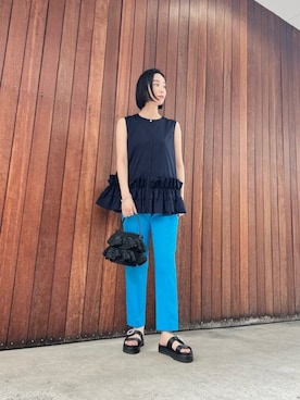 「UNITED ARROWS（ユナイテッドアローズ）のアイテム（かごバッグ）」を使った、坂口（sakaguchi）さん（レディース・162cm）の春コーディネート