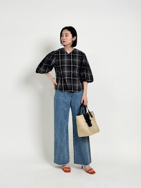 「UNITED ARROWS（ユナイテッドアローズ）のアイテム（かごバッグ）」を使った、坂口（sakaguchi）さん（レディース・162cm）の春コーディネート