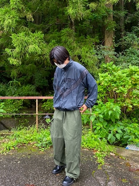 「ミリタリーコーデ」｜「アイテム（ナイロンジャケット）」を使った、りゅうほうさん（メンズ・175cm）の冬コーディネート