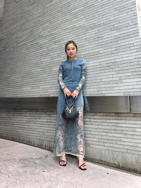 「DIESEL（ディーゼル）のアイテム（ワンピース）」を使った、望羽さん（レディース・157cm）の春コーディネート